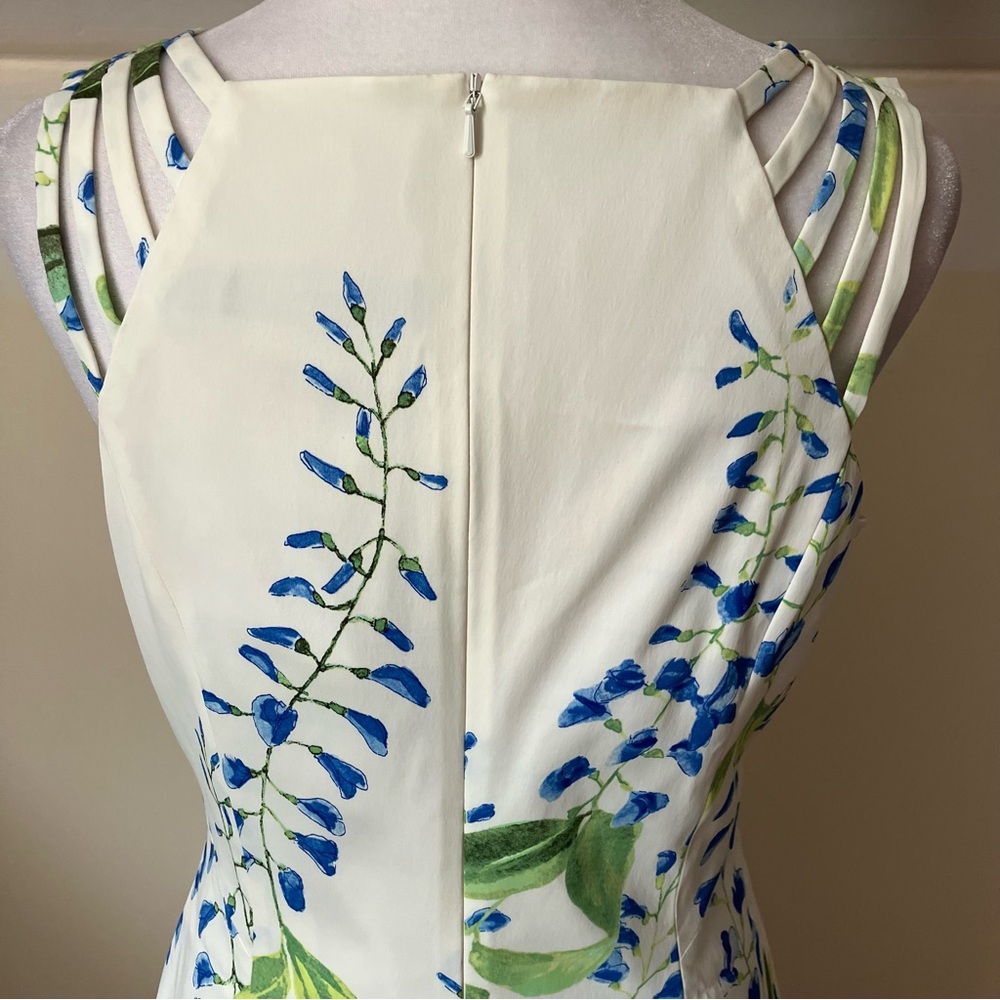 Karen Millen White Ivory Floral Wisteria Print Strappy Sheath Dress size 8 - Picture 6 of 11